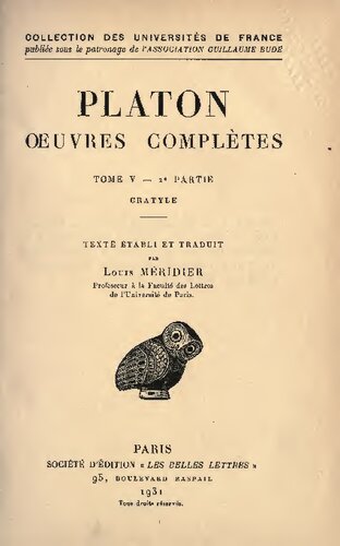 Cratyle (Oeuvres complètes, tome 5/2e partie)