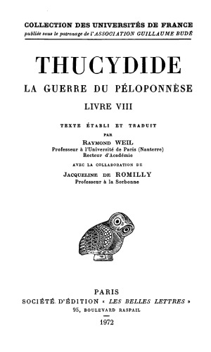 Thucydide, La Guerre Du Peloponnese