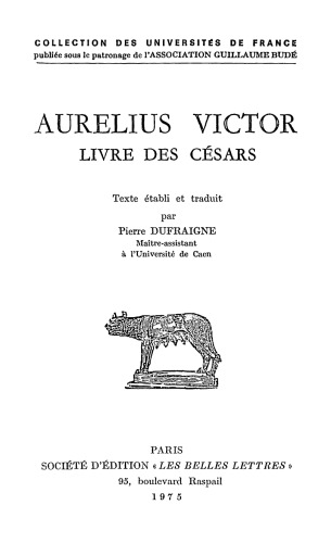 Aurelius Victor, Livre Des Cesars