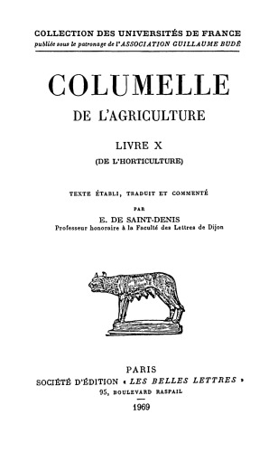 Columelle, de L'Agriculture