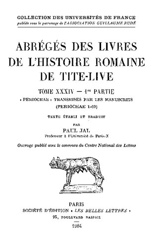 Abrégés Des Livres de L'Histoire Romaine de Tite-Live