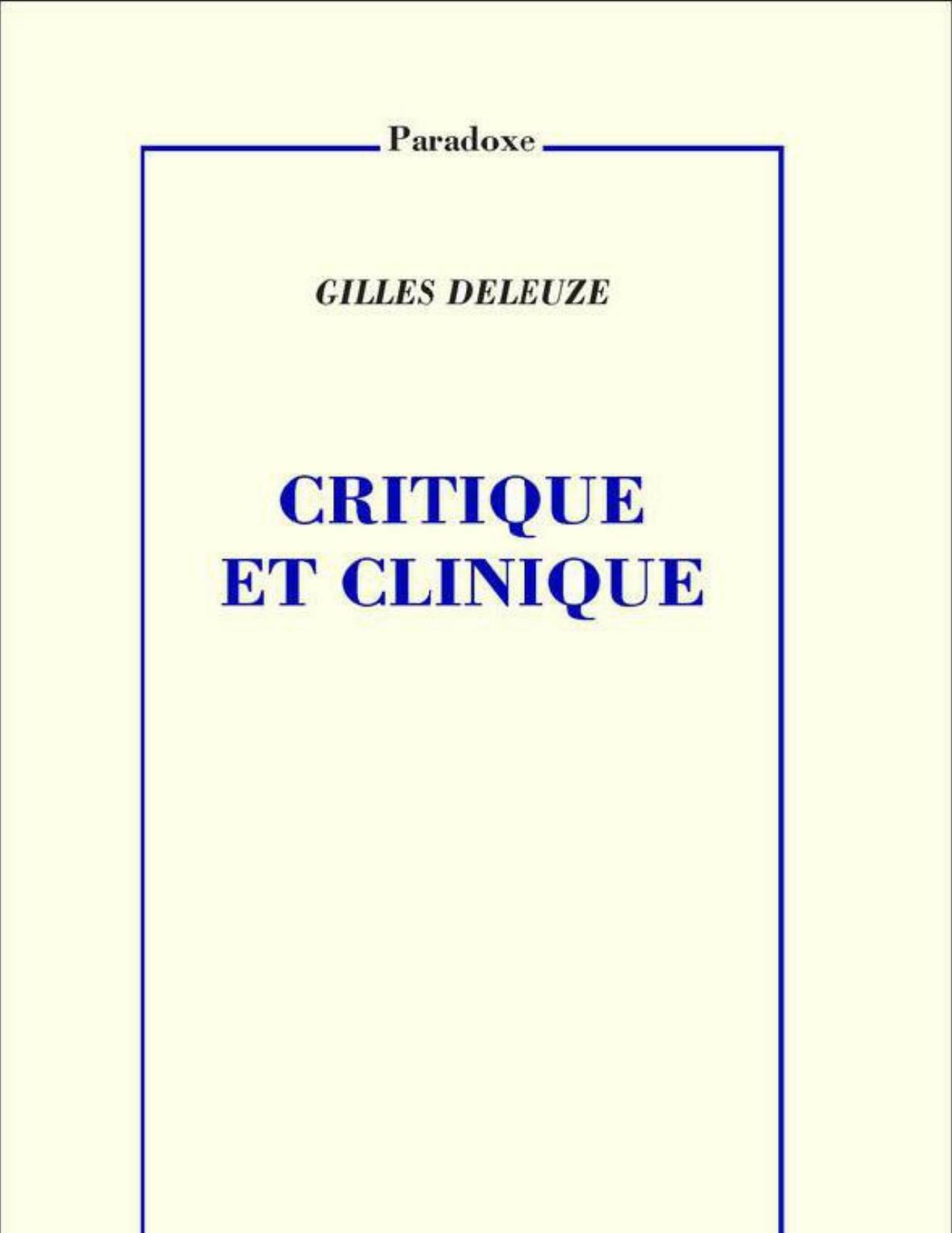 Critique et clinique (Paradoxe)