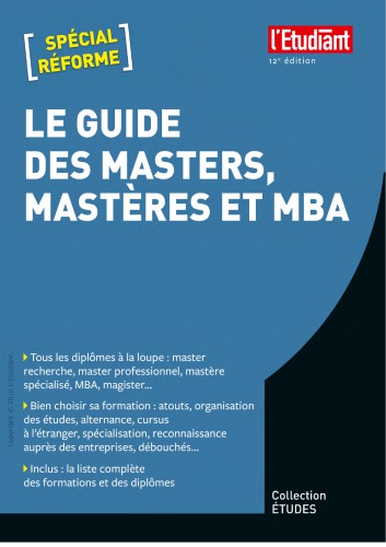 Le guide des masters, mastères et MBA