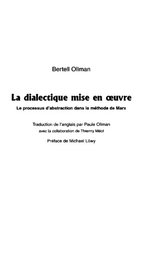 La dialectique mise en oeuvre : le processus d'abstraction dans la méthode de Marx