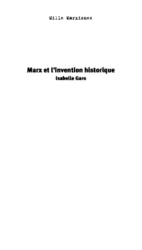 Marx et l'invention historique