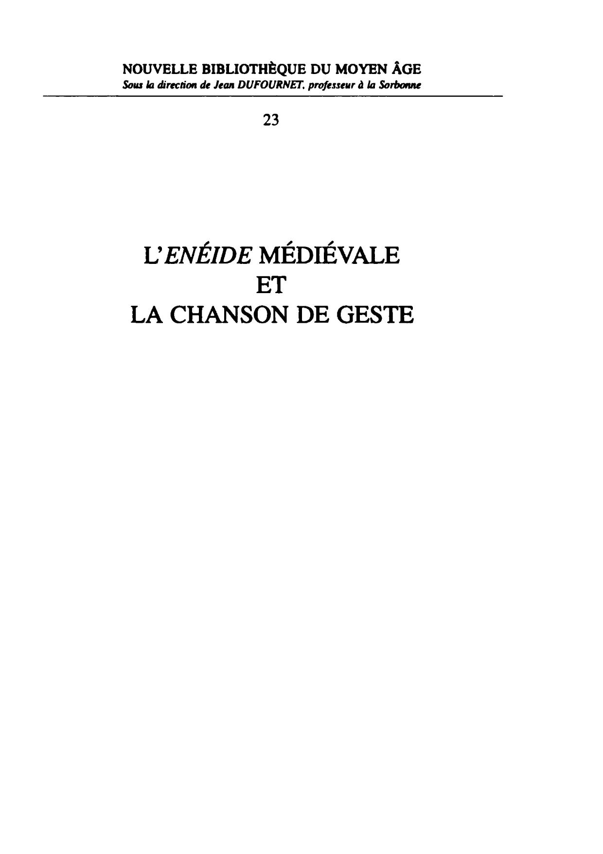 Enéide médiévale et la chanson de geste