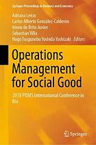 Operations management for social good : 2018 POMS international conference in Rio