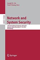 Network and System Security : 13th International Conference, NSS 2019, Sapporo, Japan, December 15-18, 2019, Proceedings