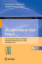 HCI International 2020 -- Posters : 22nd International Conference, HCII 2020, Copenhagen, Denmark, July 19-24, 2020, Proceedings. Part III