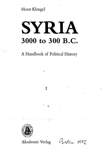 Syria 3000 To 300 B.C.