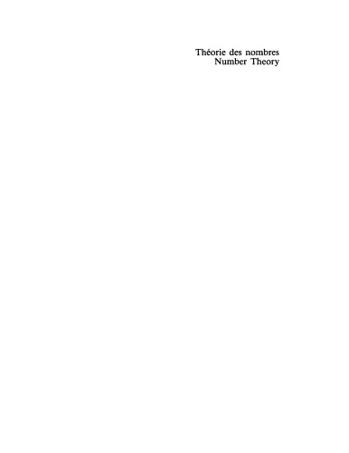 Théorie des nombres / Number Theory