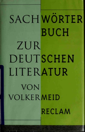 Sachworterbuch Zur Deutschen Literatur