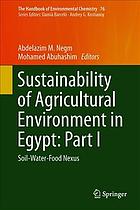 Sustainability of agricultural environment in Egypt : soil-water-food nexus