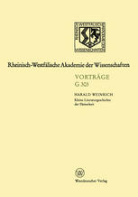 Kleine Literaturgeschichte der Heiterkeit : 325. Sitzung am 14. Dezember 1988 in Düsseldorf