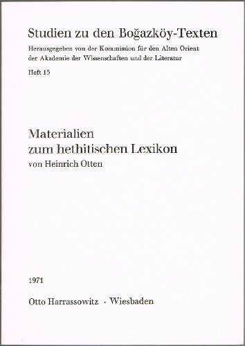 Materialien zum hethitischen Lexicon : Wörter beginnend mit zu ...