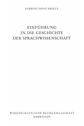 Einführung in die Geschichte der Sprachwissenschaft