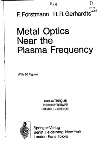 Metal Optics Near the Plasma Frequency