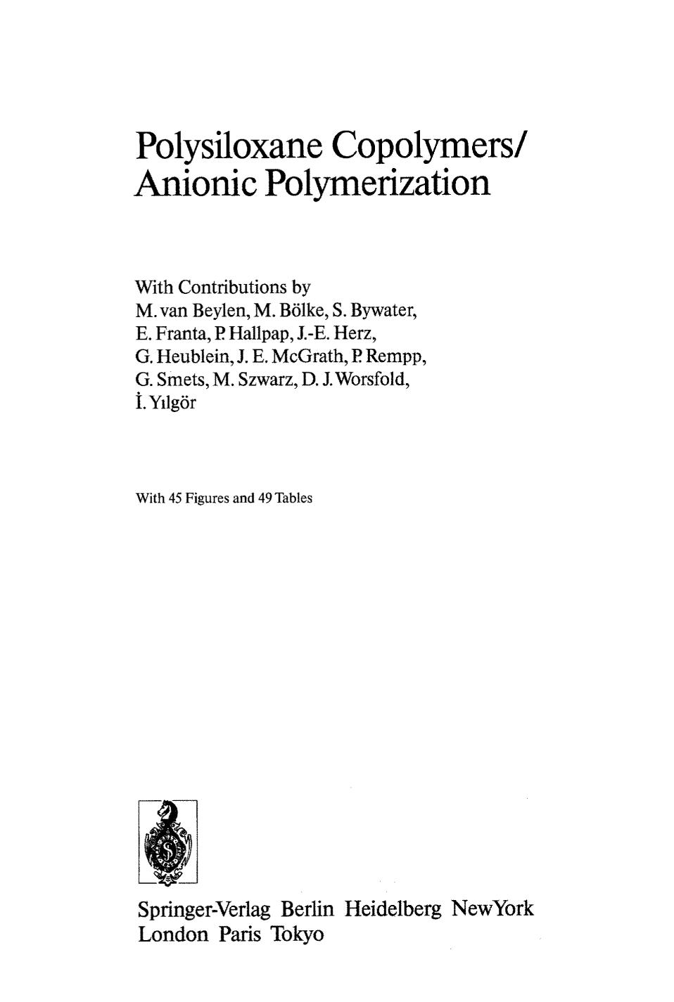 Polysiloxane Copolymers/Anionic Polymerization