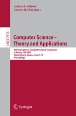 Computer Science - Theory and Applications 8th International Computer Science Symposium in Russia, CSR 2013, Ekaterinburg, Russia, June 25-29, 2013. Proceedings