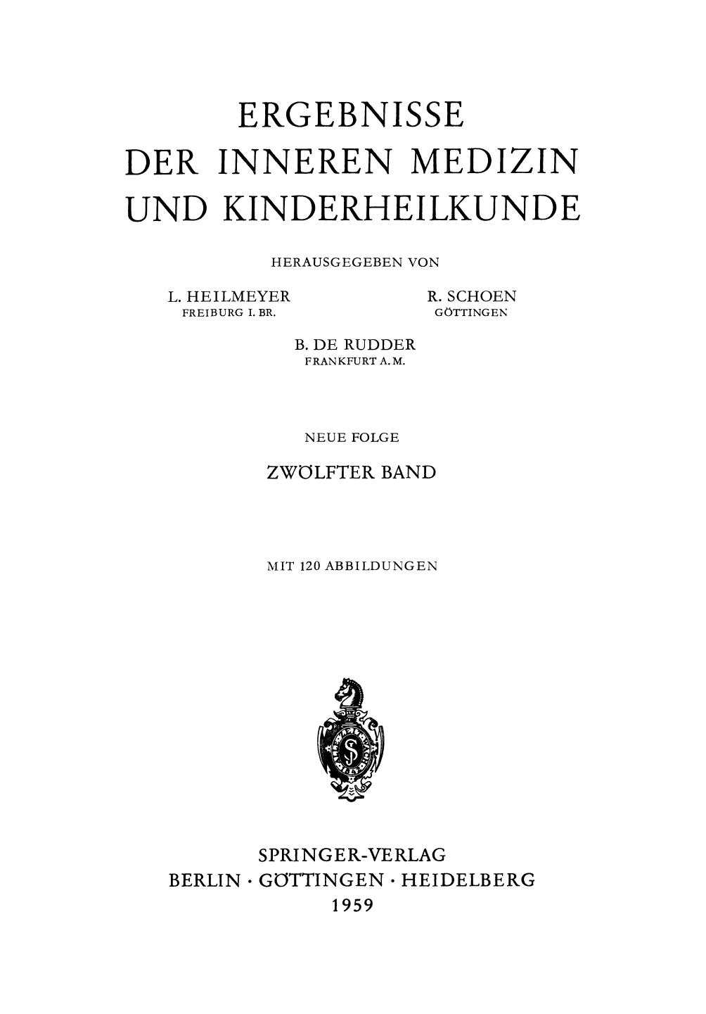 Ergebnisse der Inneren Medizin und Kinderheilkunde