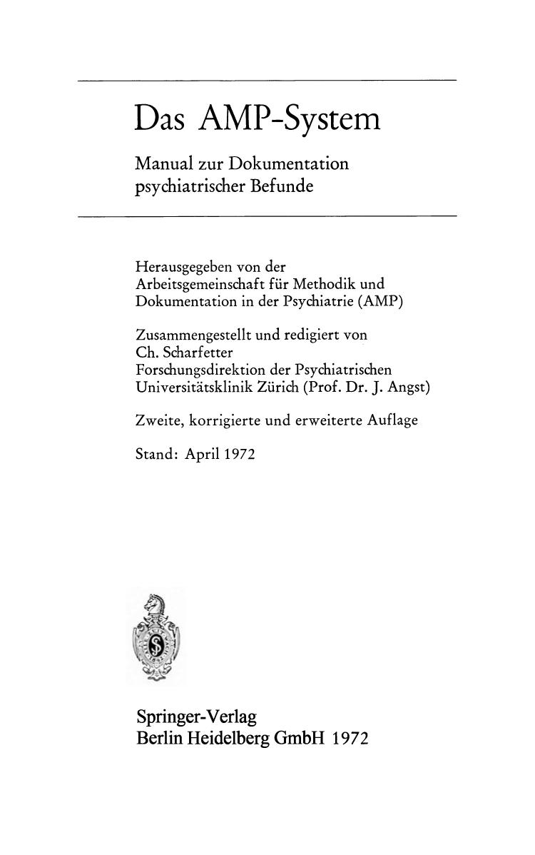 Das AMP-System : Manual zur Dokumentation psychiatrischer Befunde