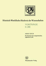 Zur Situation der zeitgenössischen englischen Lyrik : 237. Sitzung am 21. Februar 1979 in Düsseldorf