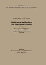 Bibliographisches Handbuch zur Sprachinhaltsforschung : Beiheft 1