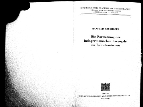 Die Fortsetzung Der Indogermanische Laryngale in Indo-Iranischen