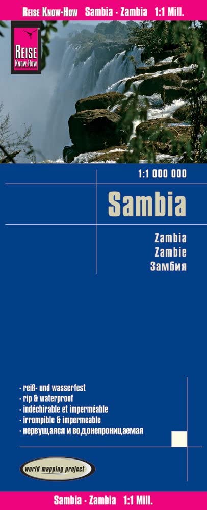 Zambia Travel Map 2017 (English, Spanish, French, German and Russian Edition)