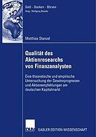 Qualitat Des Aktienresearch Von Finanzanalysten