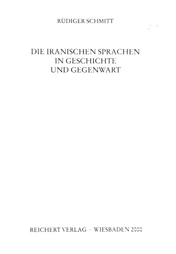 Die Iranischen Sprachen in Geschichte Und Gegenwart