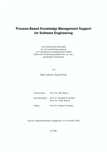 Process based knowledge management support for software engineering