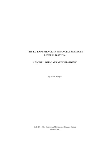 The EU experience in financial services liberalization : a model for GATS negotiations?