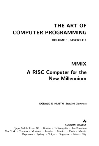 Искусство программирования, том 1, выпуск 1. MMIX — RISC-компьютер нового тысячелетия