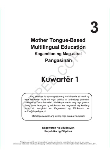 Mother Tongue-Based Multilingual Education. Kagamitan ng Mag-aaral. Pangasinan 3