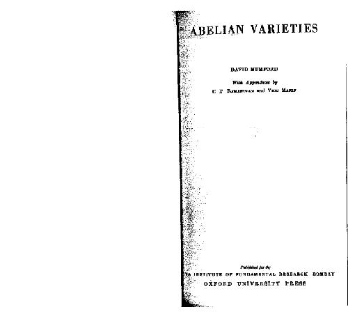 Abelian Varieties (Tata Institute of Fundamental Research)