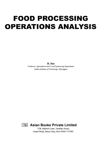 Food processing operations analysis