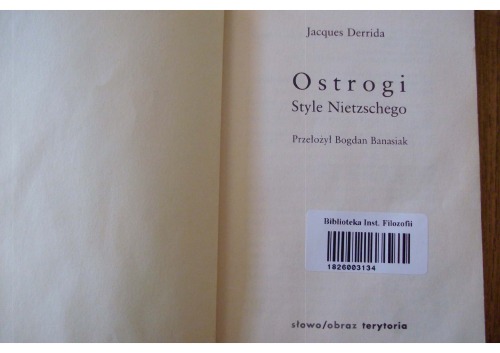 Ostrogi : style Nietzschego