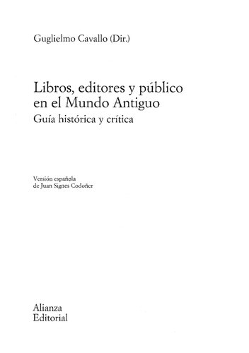 Libros, editores y público en el mundo antiguo