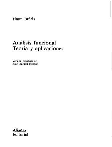 Analisis Funcional/ Functional Analysis (Spanish Edition)