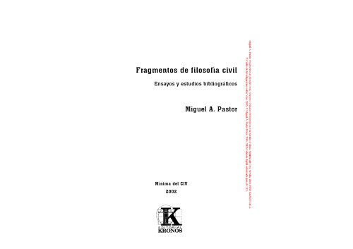 Fragmentos de filosofía civil : ensayos y estudios bibliográficos