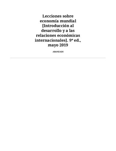 Lecciones sobre economía mundial : introducción al desarrollo y a las relaciones económicas internacionales