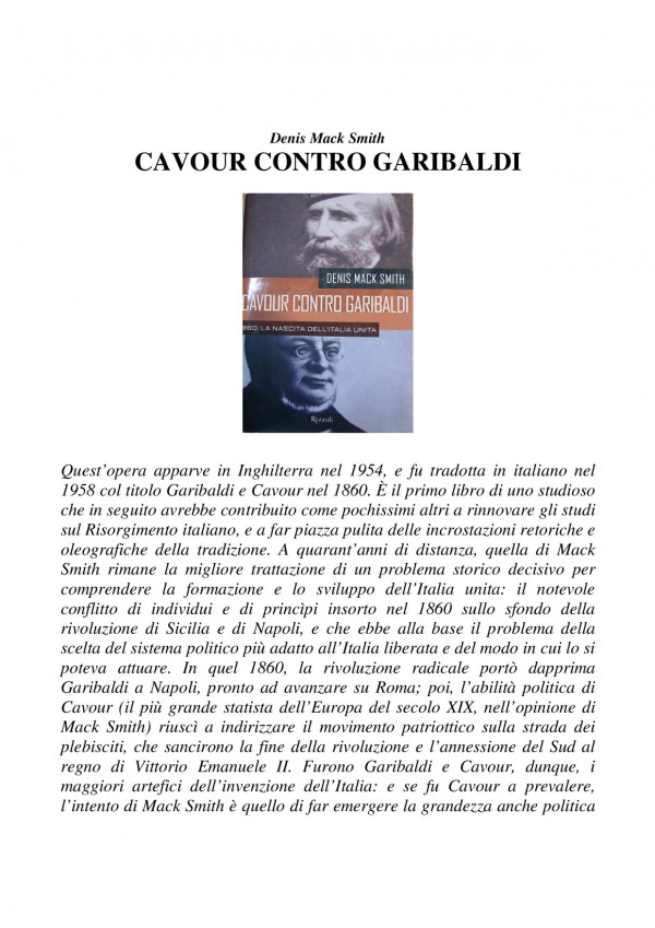 Cavour contro Garibaldi 