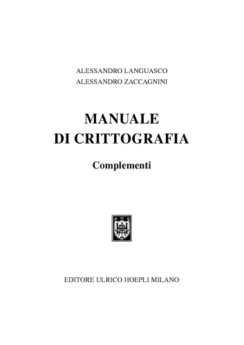 Manuale di crittografia : teoria, algoritmi e protocolli