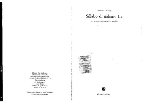 Sillabo di italiano L2 : per studenti universitari in scambio