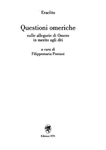 Questioni omeriche : sulle allegorie di Omero in merito agli dèi