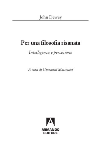 Per una filosofia risanata : intelligenza e percezione