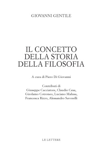 Il concetto di storia della filosofia