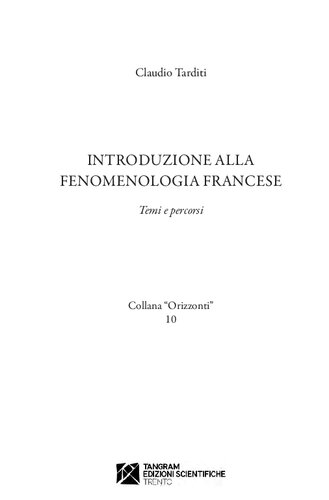 Introduzione alla fenomenologia francese : temi e percorsi