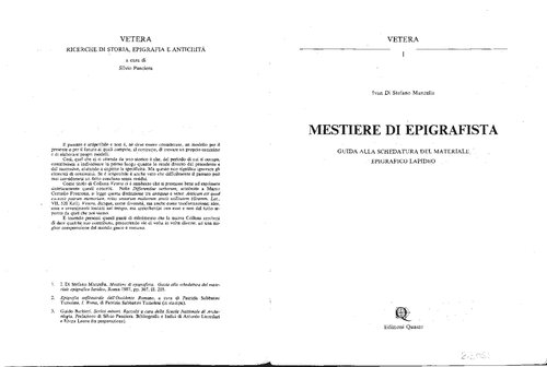 Mestiere di epigrafista : guida alla schedatura del materiale epigrafico lapideo